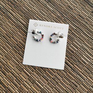 Reece Bright Silver Neutral Mix Huggie Earrings